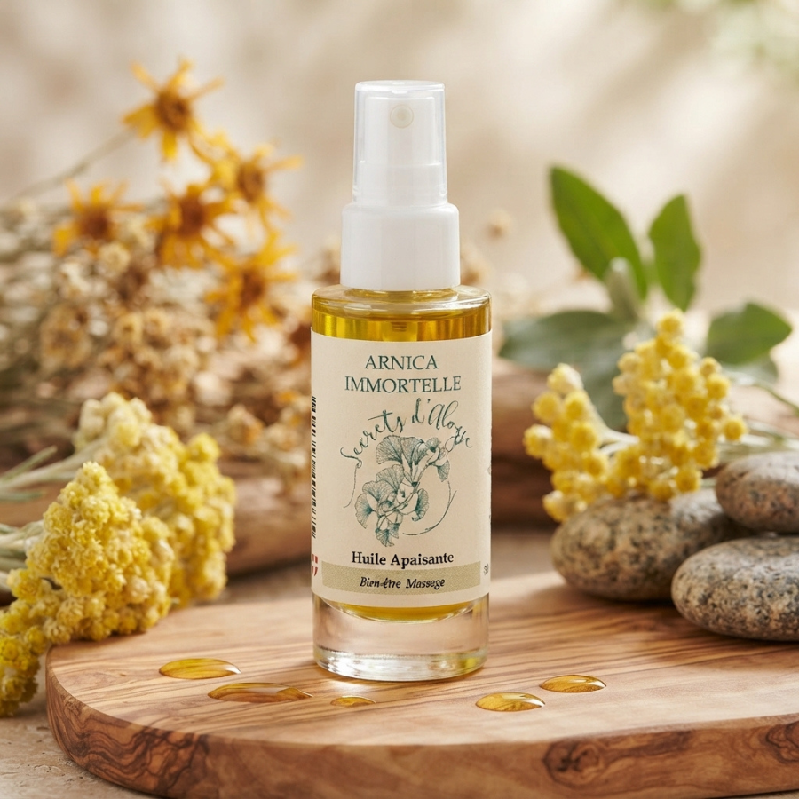 Huile Apaisante Arnica - Immortelle carré  Secrets dAloyse