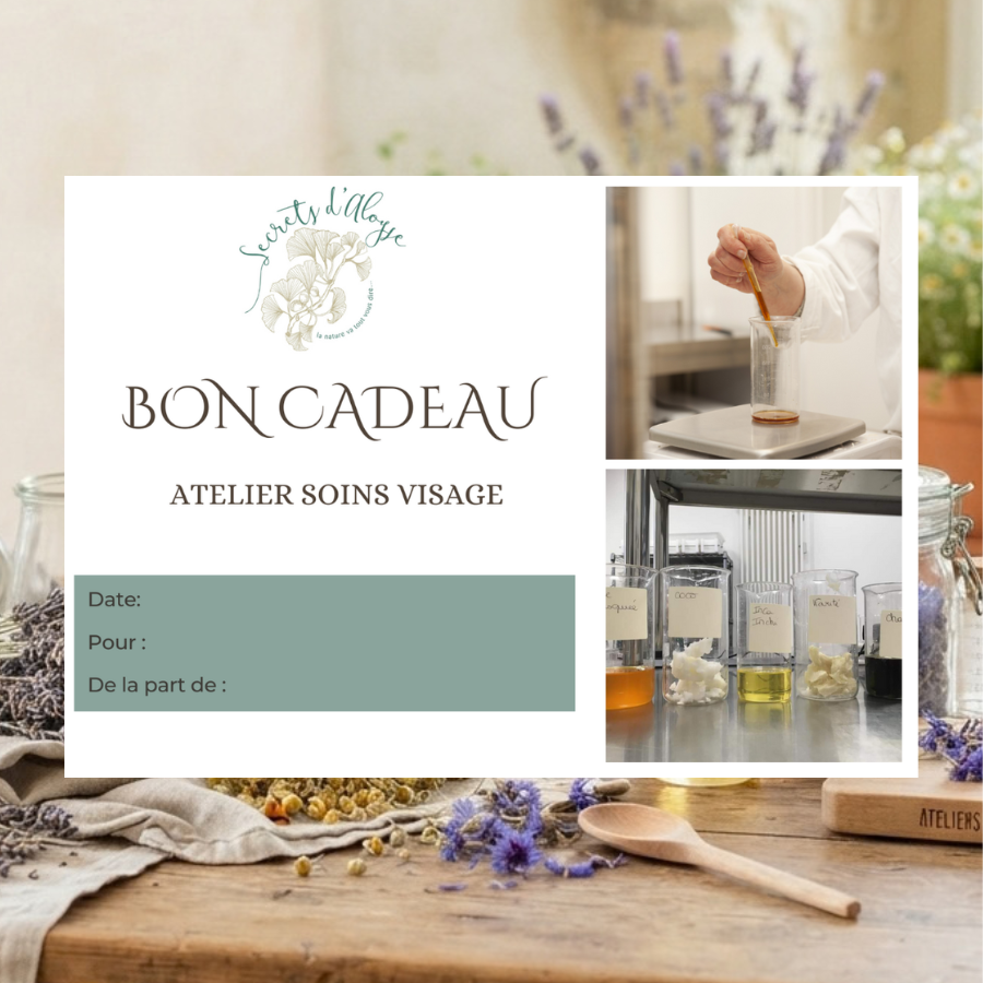 Carte Cadeau atelier création soin du visage  Secrets dAloyse