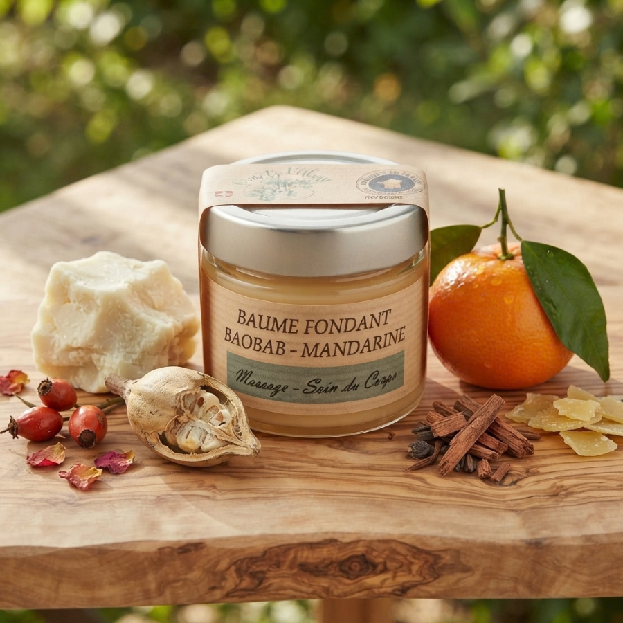 _Baume Fondant Baobab - Mandarine ingrédients  Secrets dAloyse