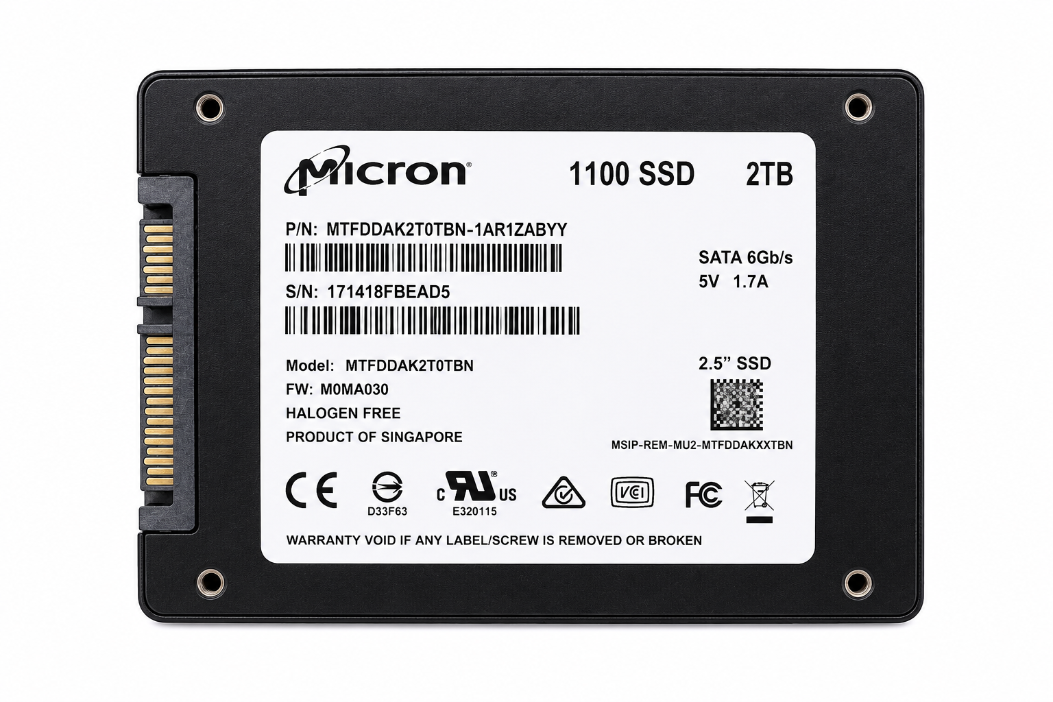 SSD 1100 Série 2To SATA MTFDDAK2T0TBN1AR1ZABYY