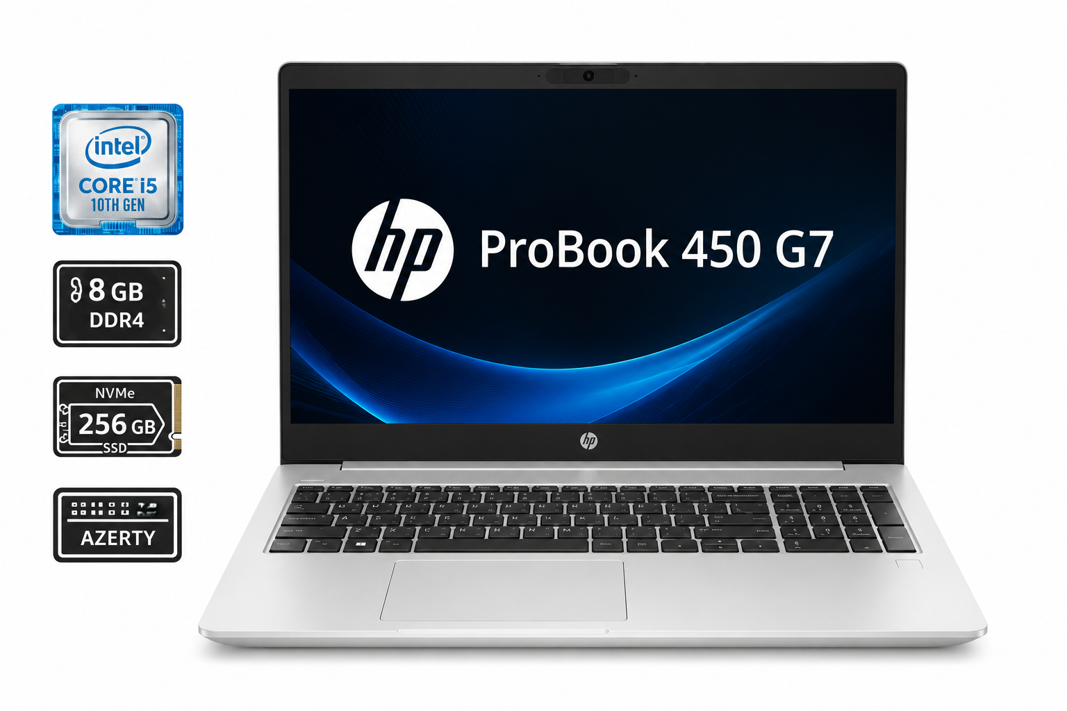 HP ProBook 450 G7 Intel Core i5-10210U 1.60GHz  4.20GHz 8Go DDR4 256Go NVMe AZERTY