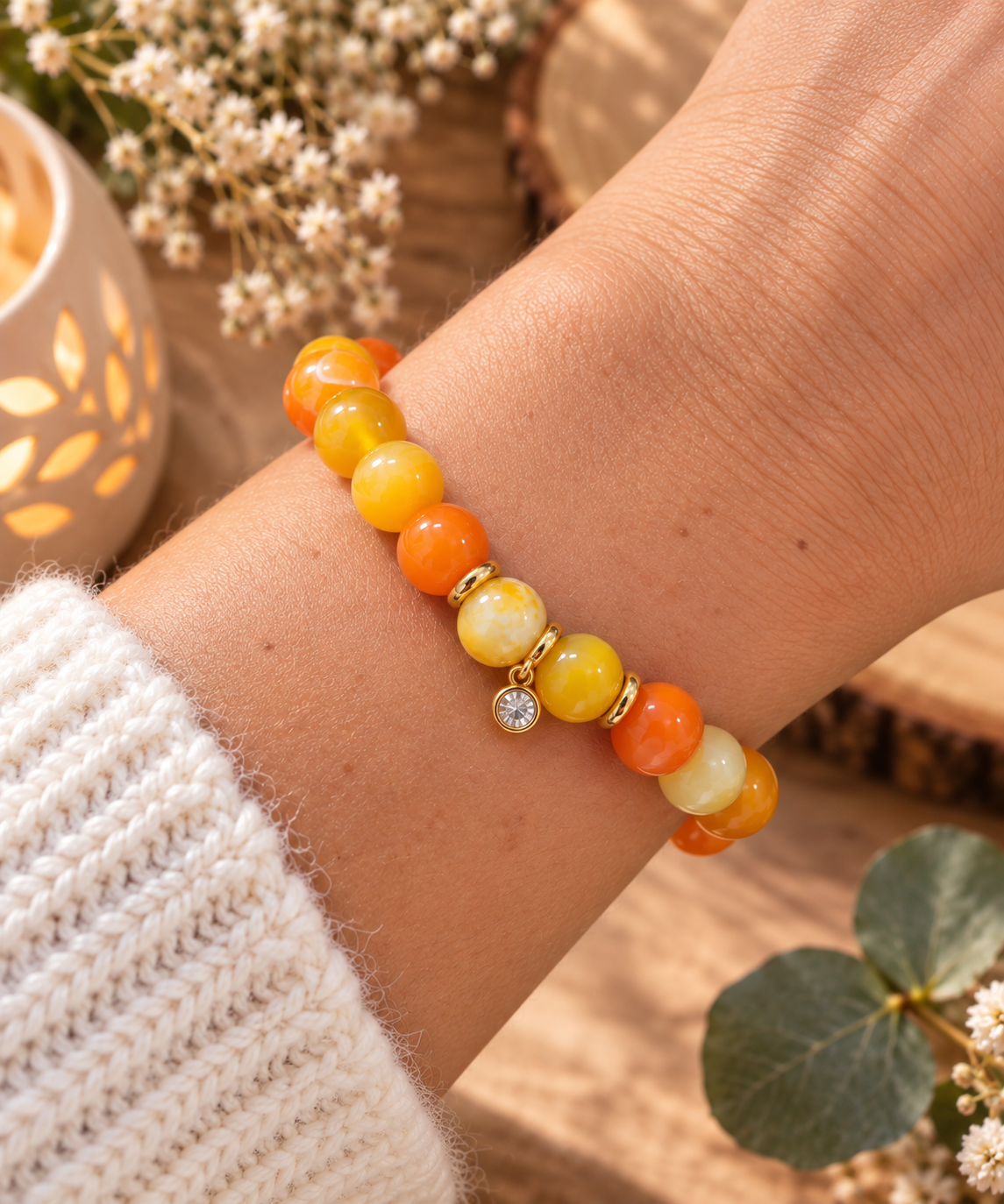 bracelet artisanal en agate orange