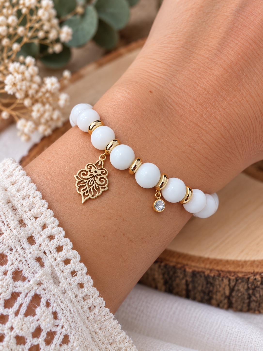 Harmonie équilibre en agate blanche artisanal