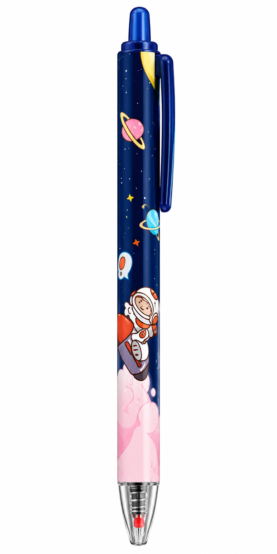 stylo astonaute fusée rose