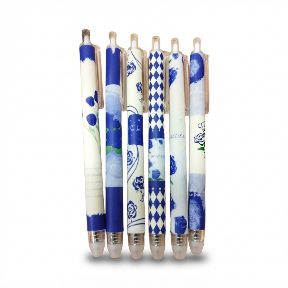 stylo fleur bleu