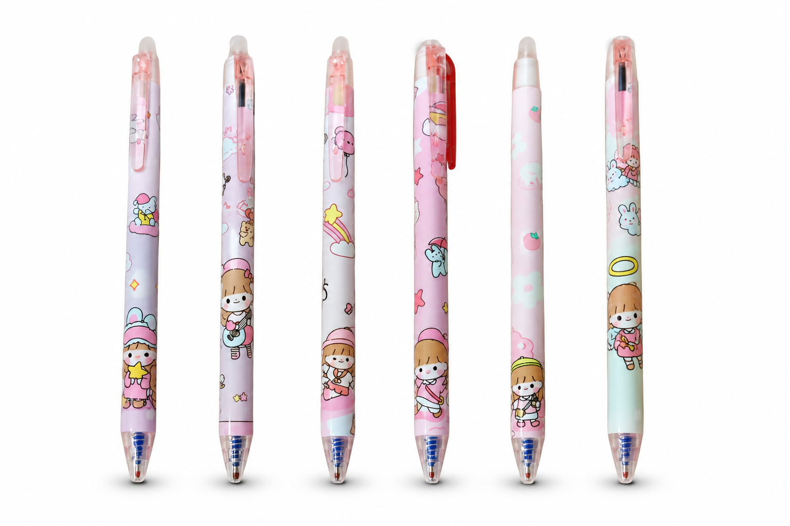 Stylos Kawaii fillette rose