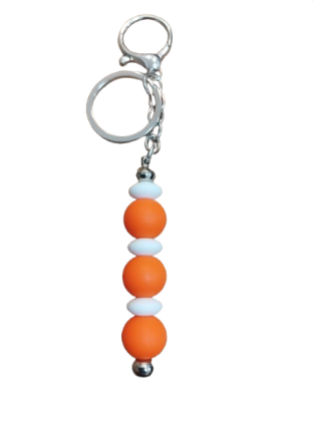 Porte-clefs silicone orange/blanc