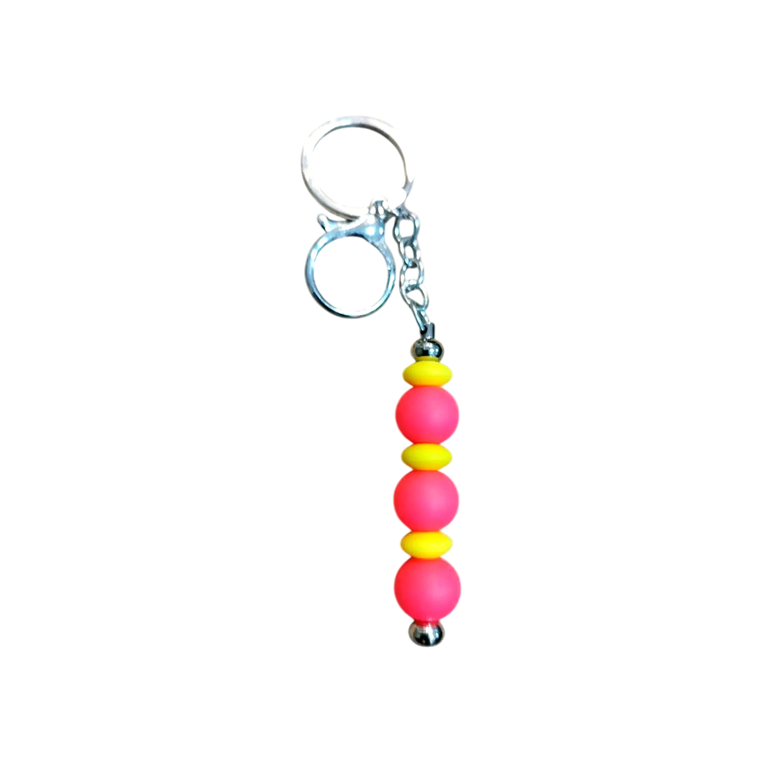 porte clef silicone rose néon jaune