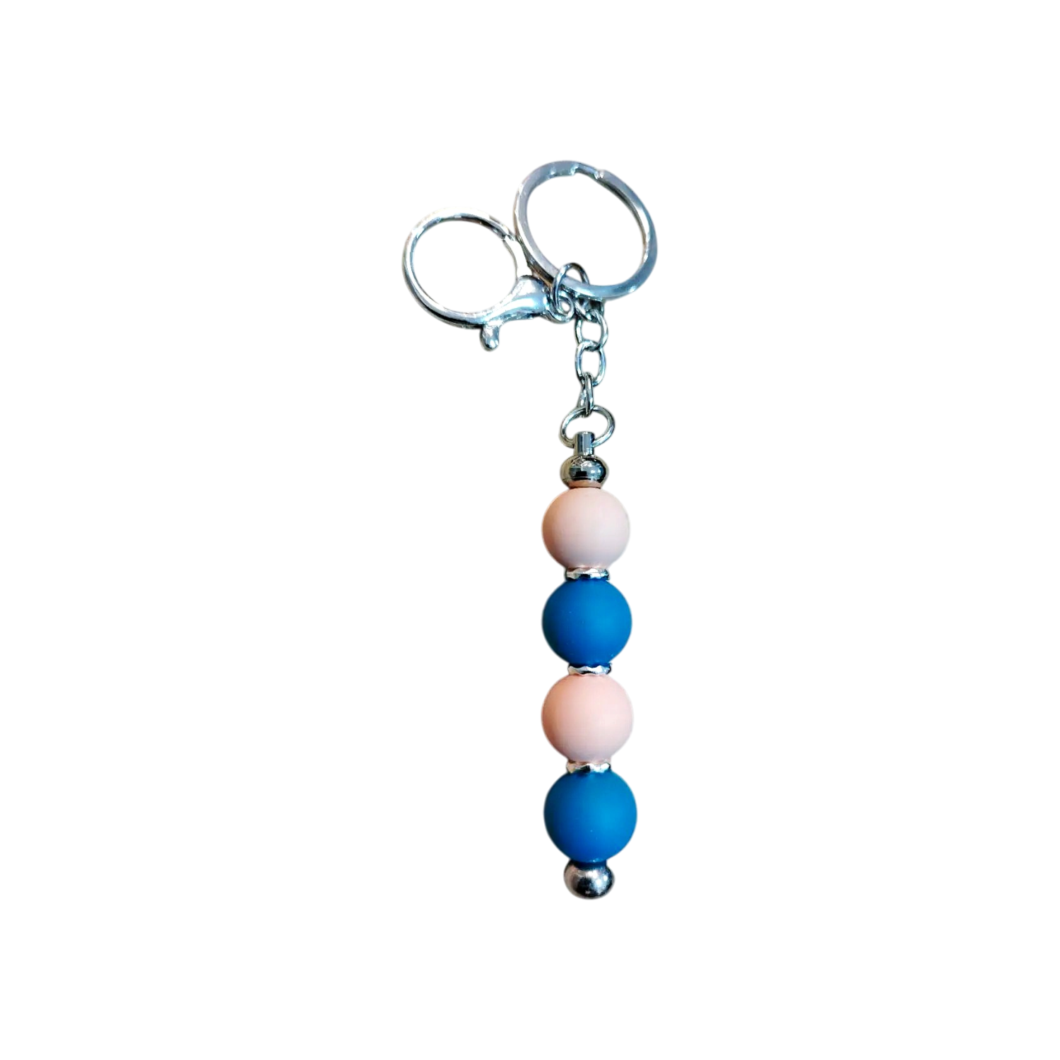 porte clef silicone rose  bleu pétrole