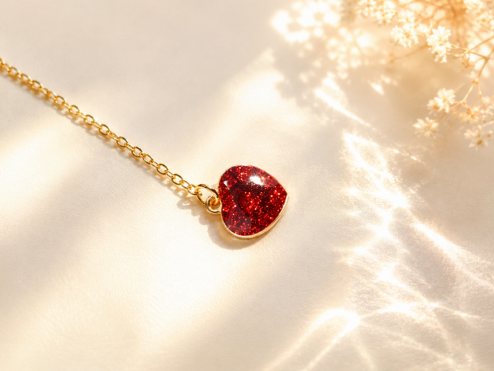 Marque page plume coeur rouge