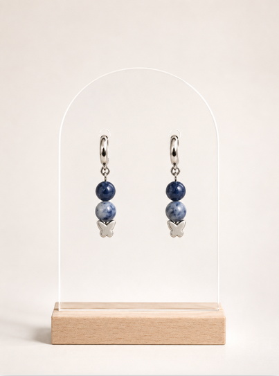 Boucles doreille papillon et sodalite