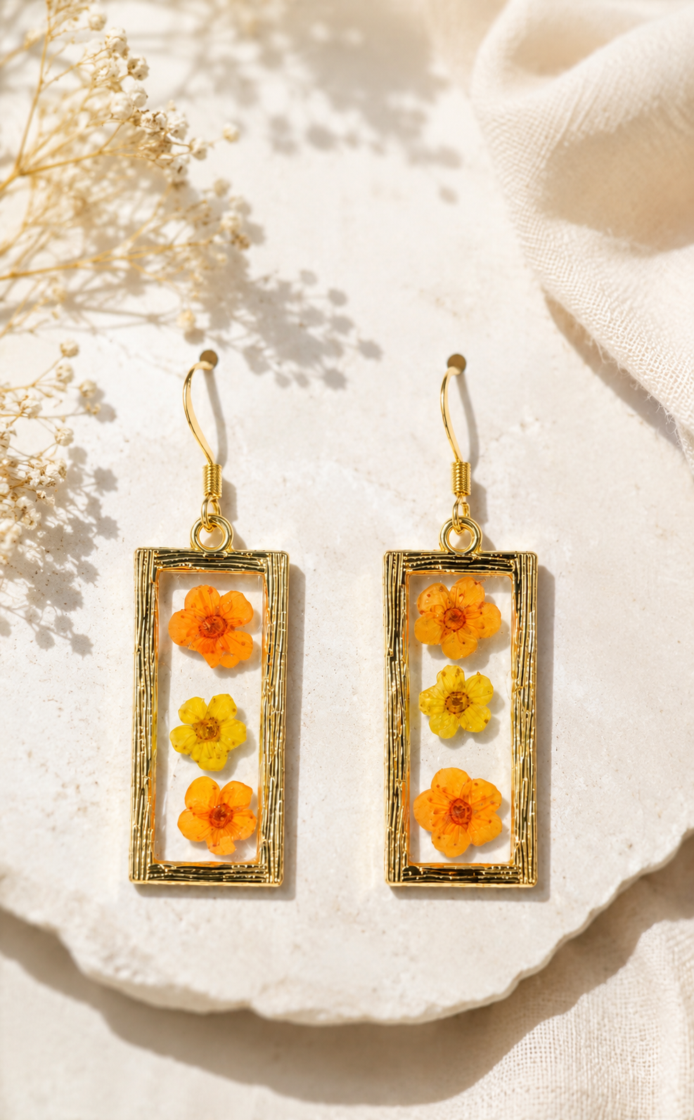 bo fleurs séchées jaune orange