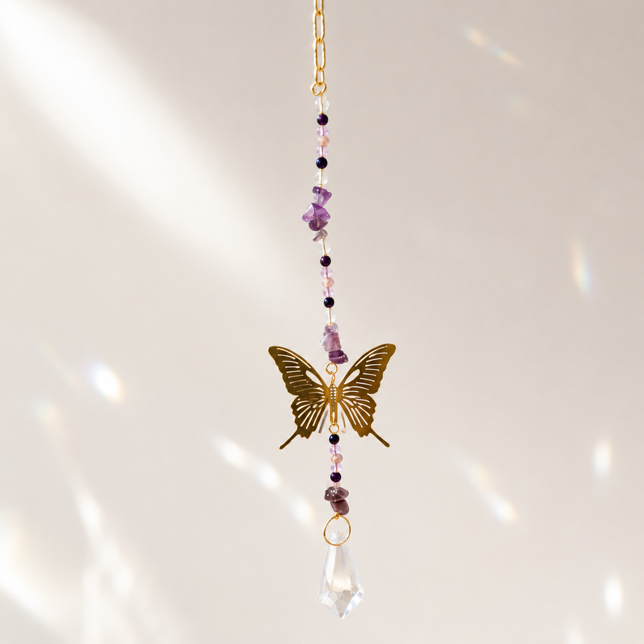 Attrape soleil suncatcher papillon et améthyste