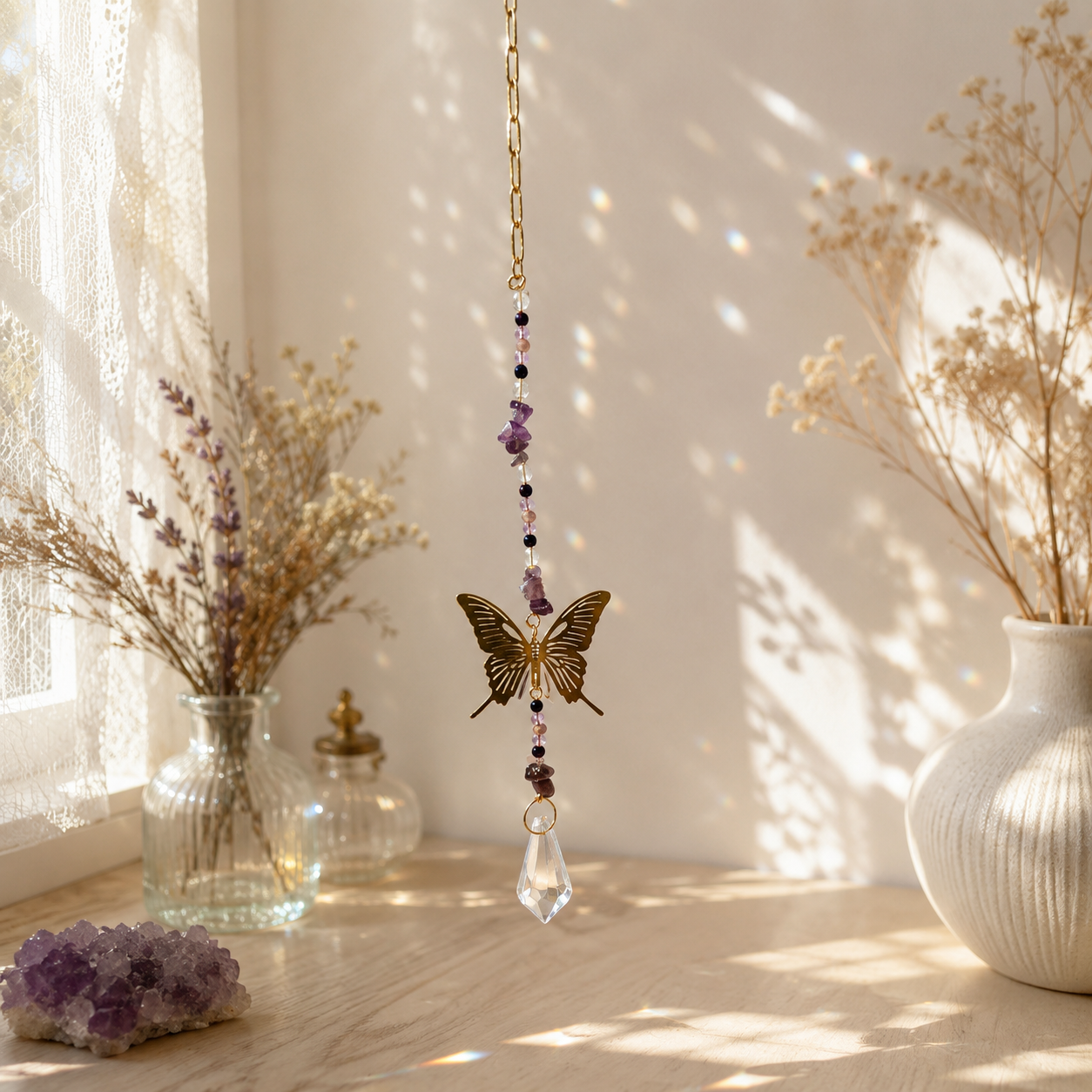 suncatcher attrape soleil papillon améthyste