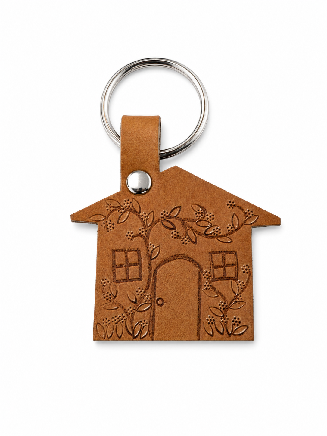 Maison cuir porte clef végétal lineart