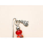 Marque page tons rouge chat