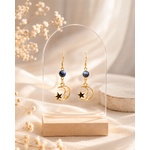 Boucles d'oreilles lune et étoiles noires 2