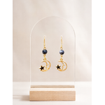 Boucles doreilles lune et étoiles noires