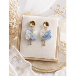 Boucles ddoreilles bleu fleurs en verre