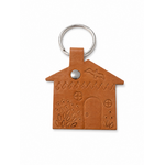 porte clef en cuir lineArt maison oiseau