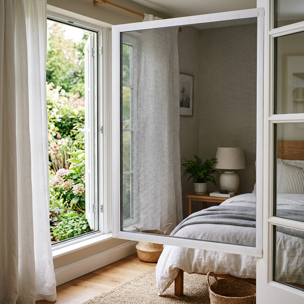 Moustiquaire d'intérieur en maille auto-adhésive pour fenêtre de lit, textile de maison anti-insectes et moustiquaire, rideaux de jardin DIY, composition professionnelle et claire montrant la maille fine, l'as (1)