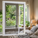 Moustiquaire dintérieur en maille auto-adhésive pour fenêtre de lit, textile de maison anti-insectes et moustiquaire, rideaux de jardin DIY, composition professionnelle et claire montrant la maille fine, las (2)
