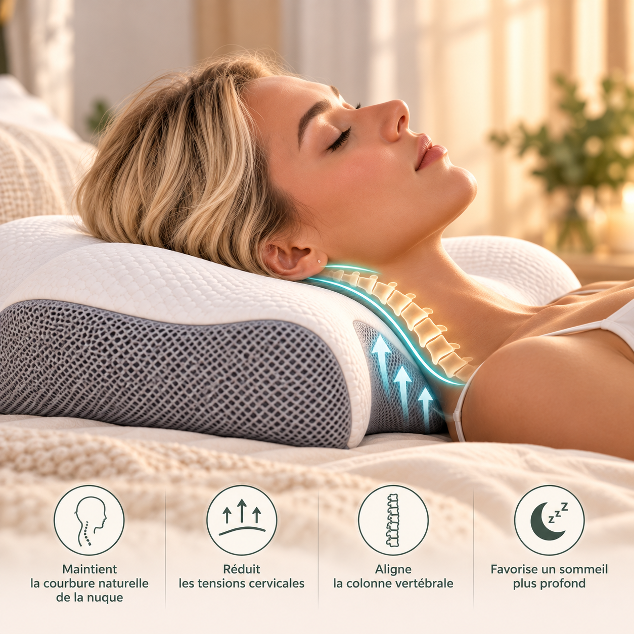 Oreiller ergonomique pour un sommeil réparateur