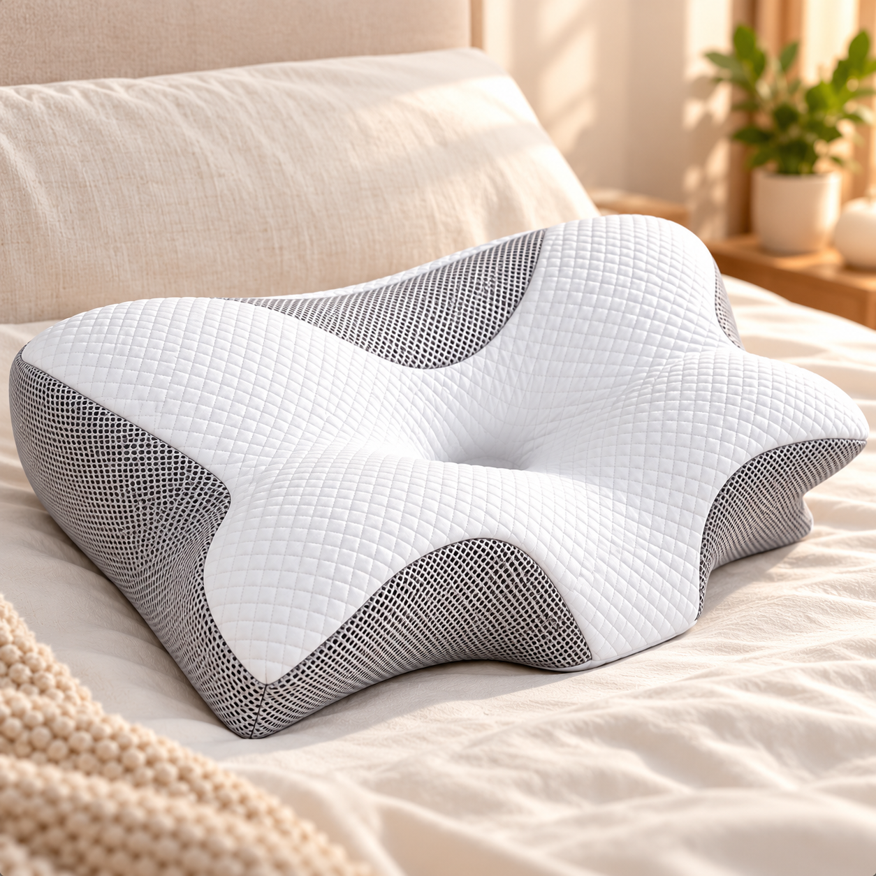Oreiller ergonomique papillon en lumière douce