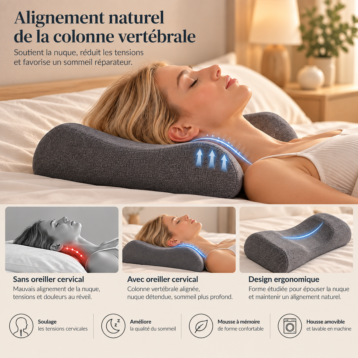 Oreiller ergonomique pour un sommeil réparateur (1)