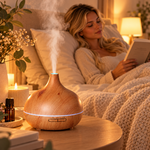 Diffuseur en bois, lecture et douceur du soir
