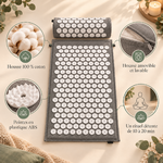 Points forts du tapis dacupression : housse 100 % coton amovible, pointes ABS