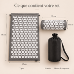 Contenu du set dacupression : tapis 68 x 42 cm, coussin 37 cm, housse