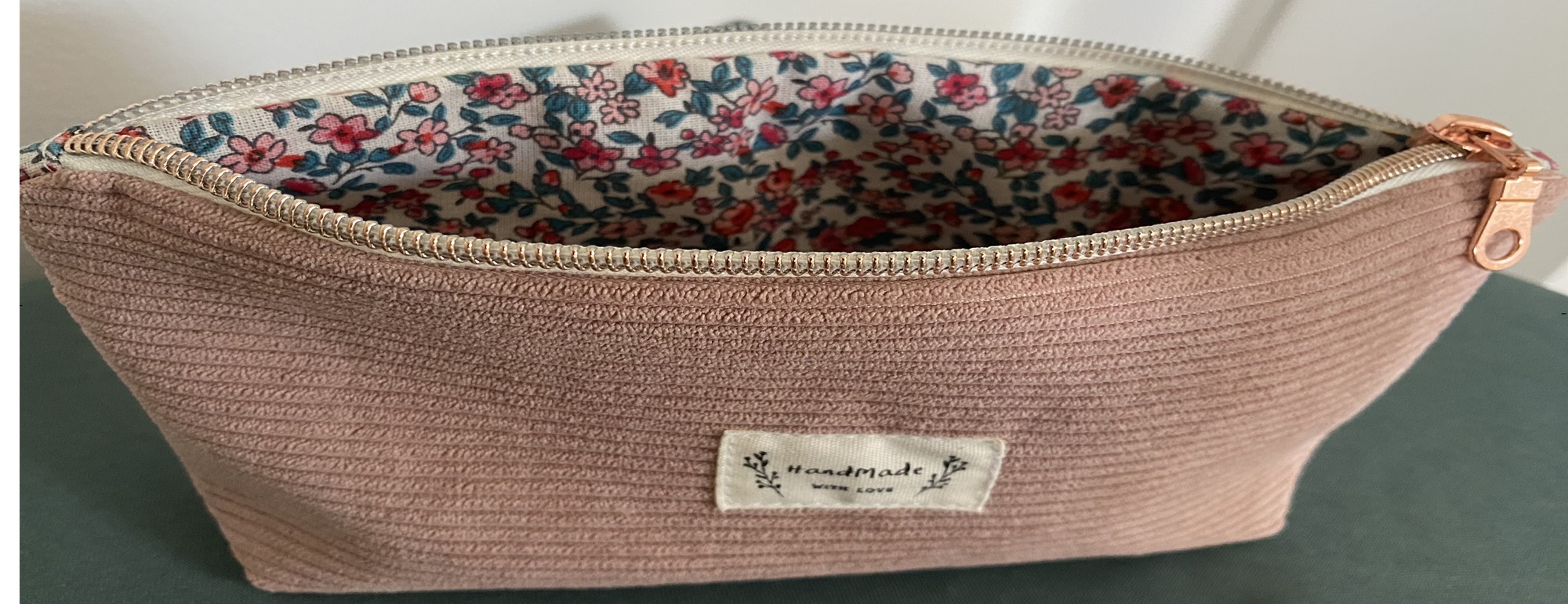 Trousse scolaire velours artisanale pastel couture