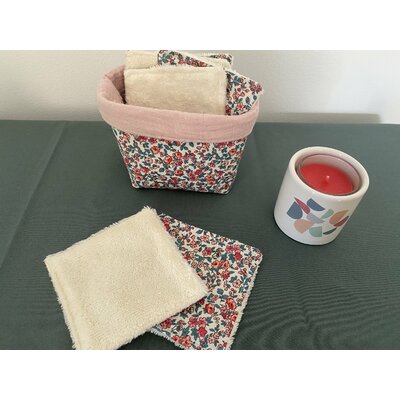 Ensemble panière et lingettes lavables fabriqué en France par Pastel Couture
