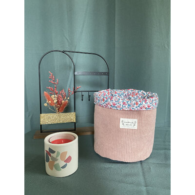 Panière ronde de rangement en tissu fait main