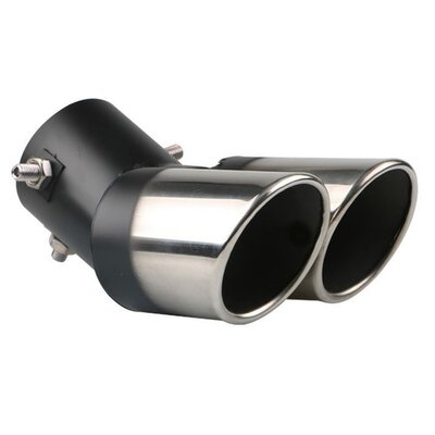 Universelle edelstahl auspuffblende 63mm doppelrohr – Bild 1 von 7