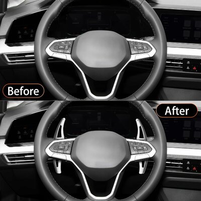 Schaltwippen verlängerung für VW Golf 8 silber – Bild 3 von 7