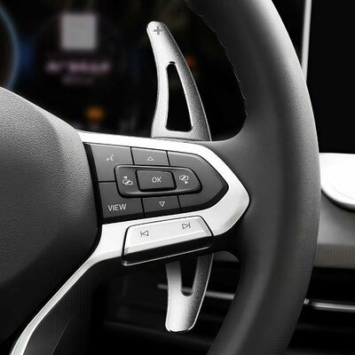 Schaltwippen verlängerung für VW Golf 8 silber – Bild 4 von 7