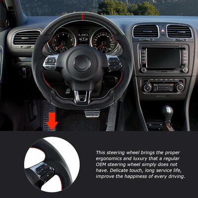 Carbon Lederlenkrad für VW Golf 6 – Bild 5 von 6