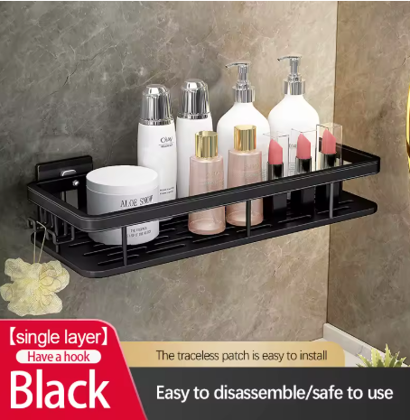 etagere douche sans perçage noir 2