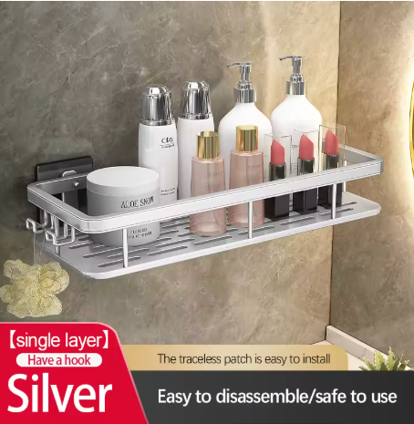 etagere douche sans perçage argenté 2