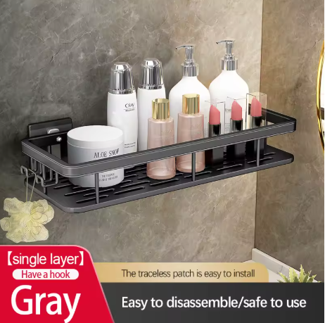 etagere douche sans perçage gris 2