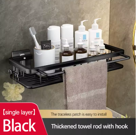 etagere douche sans perçage noir 3
