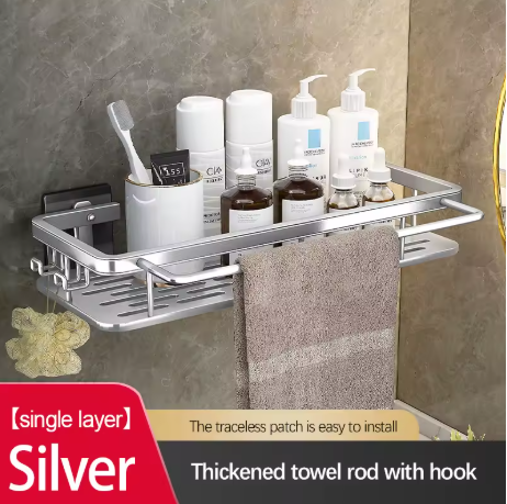 etagere douche sans perçage argenté 3