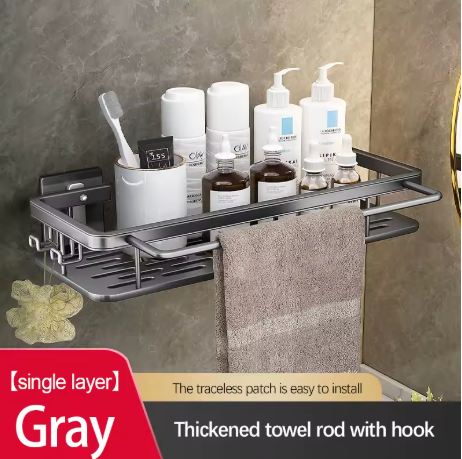 etagere douche sans perçage gris 3