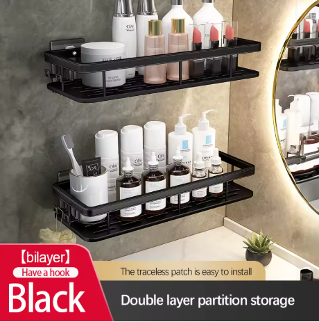 etagere douche sans perçage noir 5