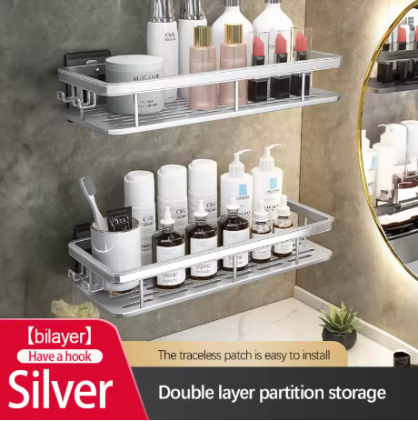 etagere douche sans perçage gris 5
