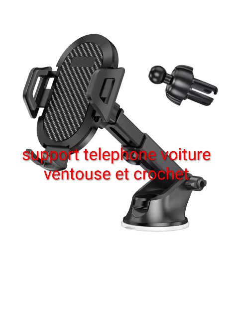 support telephone voiture ventouse avec crochet