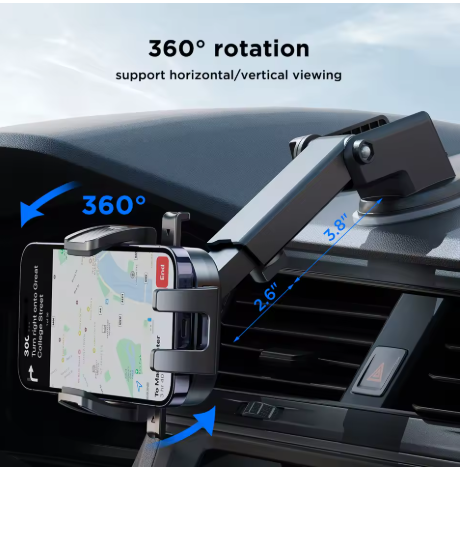 support telephone voiture ventouse noir 4