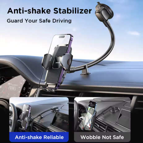 support telephone voiture ventouse incurver noir